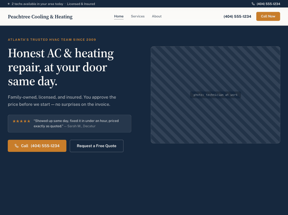 Home Services site screenshot